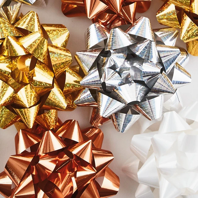 Alt view image 6 of 6 - Metallic Gift Bows, 12-Pack (Gold, Silver, Bronze, White)