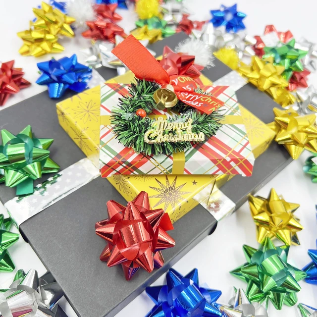 Alt view image 3 of 7 - 60pcs Gift Bow 2 Small Star Bow Self Adhersive Present Wrapping Dectoration for Birthday Party, Christmas, Wedding, Valentines Day ect