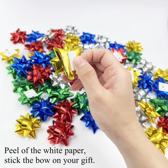 Alt view image 5 of 7 - 60pcs Gift Bow 2 Small Star Bow Self Adhersive Present Wrapping Dectoration for Birthday Party, Christmas, Wedding, Valentines Day ect