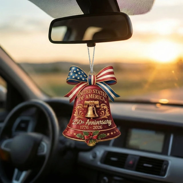 Alt view image 5 of 7 - United States 250th Anniversary Bell Ornament 1776-2026, 2D Acrylic 250th Anniversary USA Christmas Tree Ornament, 250 Anniversary USA Merchandise, Patriotic Collectors Decor, Gift for US Citizens