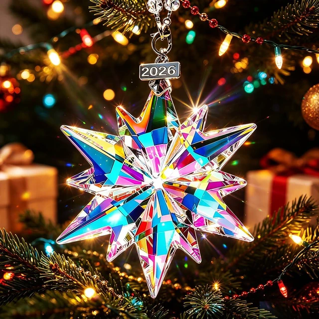 Alt view image 2 of 7 - 2026 Annual Christmas Ornaments Crystal Snowflake Star, Sparkly Unique Cute | Christmas Tree Ornaments, Glass Ornaments,Beautiful,Pretty,Elegant, Crystal Snowflake, Christmas Women Gifts 2026