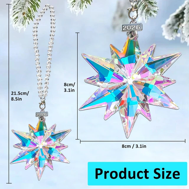 Alt view image 4 of 7 - 2026 Annual Christmas Ornaments Crystal Snowflake Star, Sparkly Unique Cute | Christmas Tree Ornaments, Glass Ornaments,Beautiful,Pretty,Elegant, Crystal Snowflake, Christmas Women Gifts 2026