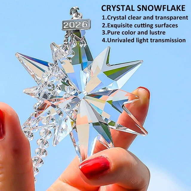 Alt view image 6 of 7 - 2026 Annual Christmas Ornaments Crystal Snowflake Star, Sparkly Unique Cute | Christmas Tree Ornaments, Glass Ornaments,Beautiful,Pretty,Elegant, Crystal Snowflake, Christmas Women Gifts 2026