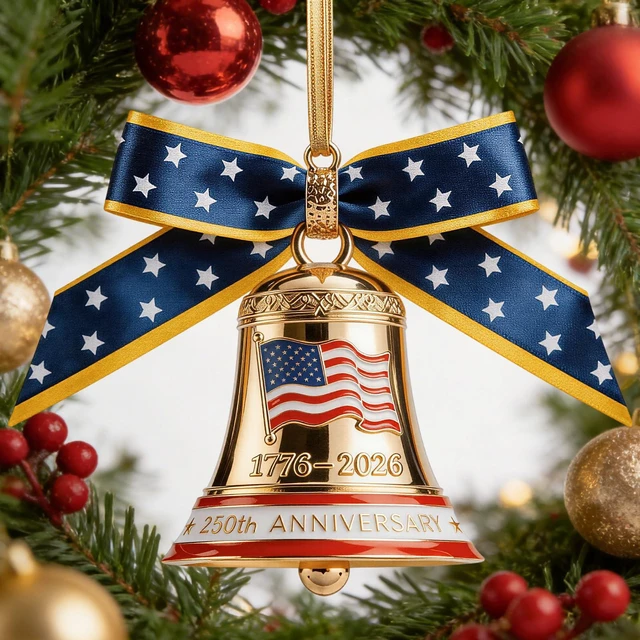 Main image of 250 Anniversary USA Ornament for Fourth of July Decorations, 3D Metal 1776-2026 Liberty Bell Patriotic Ornaments Independence Day Decorations, 4th of July Gifts for Men Women