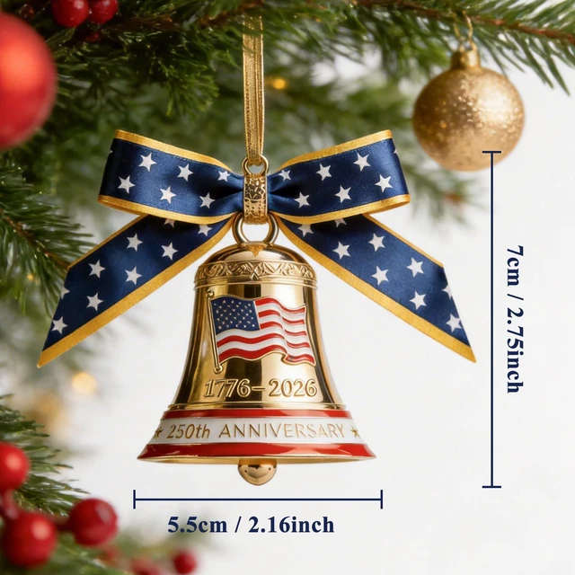 Alt view image 3 of 7 - 250 Anniversary USA Ornament for Fourth of July Decorations, 3D Metal 1776-2026 Liberty Bell Patriotic Ornaments Independence Day Decorations, 4th of July Gifts for Men Women