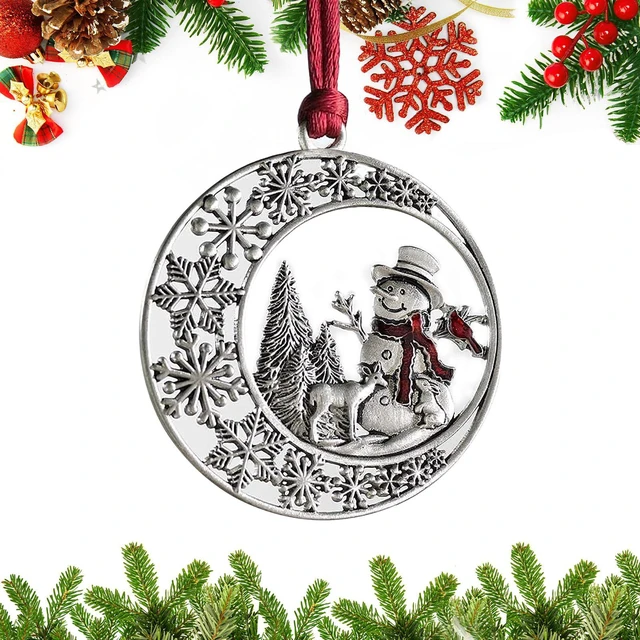Main image of Christmas Ornaments, 2026 Solid Pewter Christmas Tree Ornament Handcrafted Metal DIY Hanging Craft Collectibles for Xmas Trees Home Party Party Gifts (Snowman)