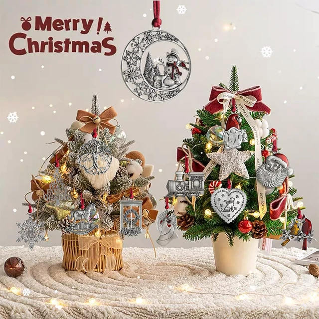 Alt view image 2 of 6 - Christmas Ornaments, 2026 Solid Pewter Christmas Tree Ornament Handcrafted Metal DIY Hanging Craft Collectibles for Xmas Trees Home Party Party Gifts (Snowman)