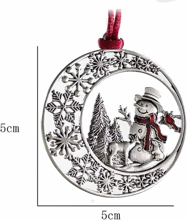 Alt view image 5 of 6 - Christmas Ornaments, 2026 Solid Pewter Christmas Tree Ornament Handcrafted Metal DIY Hanging Craft Collectibles for Xmas Trees Home Party Party Gifts (Snowman)