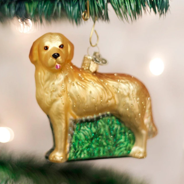 Alt view image 2 of 6 - Golden Retriever Glass Blown Ornament for Christmas Tree, Handcrafted Holiday Decoration, Dog Collection