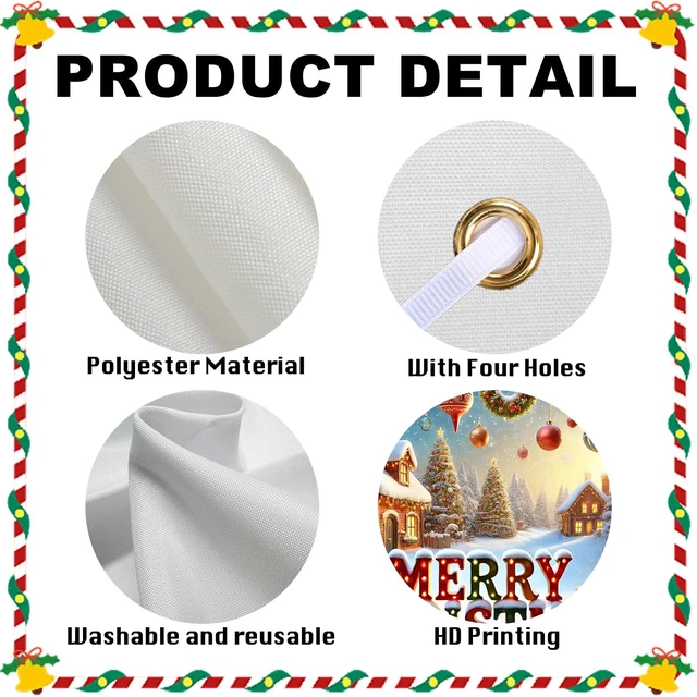 Alt view image 5 of 7 - Christmas Banner 71"x43" Polyester | Xmas Decor, Party Event, Indoor Backdrop, Home Sign, Wall Accent (Snowman)