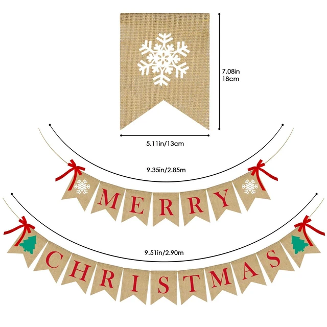 Alt view image 6 of 7 - Merry Christmas Burlap Banner with 4 Red Bows, Home Indoor Christmas Decorations for Fireplace, Chimney, Wall, Tree