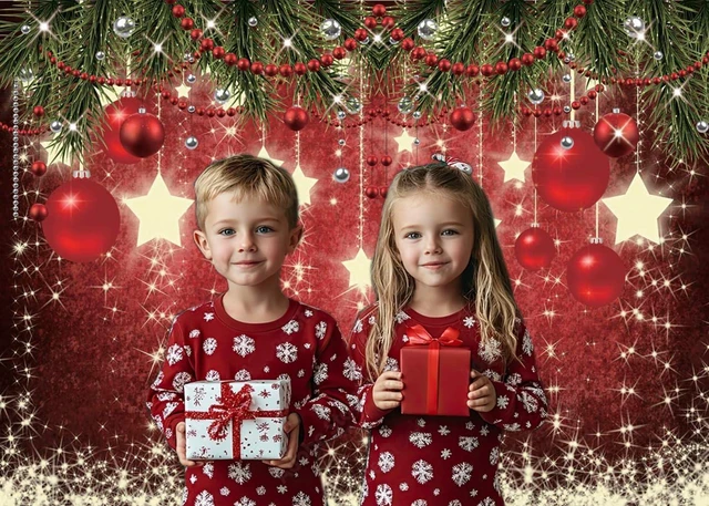 Alt view image 3 of 7 - 7x5ft Christmas Backdrop Red Ball Xmas Merry Party Decorations for Family Holiday New Year Backdrop for Christmas Party Decoration Banner Photo Shoot