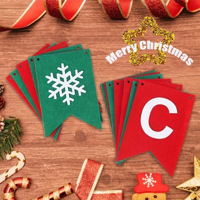 Alt view image 4 of 7 - Merry Christmas Banner DIY Kit Felt Xmas Burlap Garland for Fireplace Mantel, Wall, Xmas Tree Holiday Decor