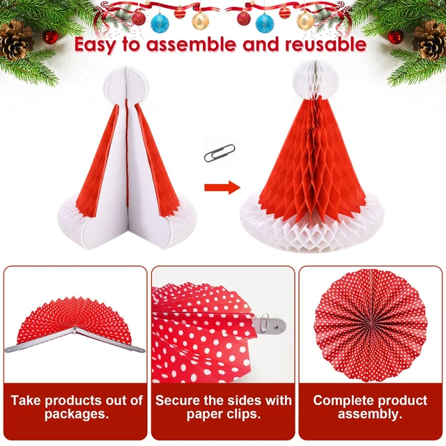 Alt view image 3 of 7 - Christmas Party Decorations Supplies Set, Reusable Xmas Decor Kit Indoor - Merry Christmas Sign Banner for Home, Xmas Pennant Banner, Hanging Paper Tissue Fan Tree Garland