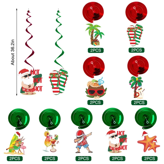 Alt view image 4 of 6 - July Christmas Decorations - Baby It's Warm Outside Glitter Banner with 18 Tropical Christmas Swirls - Mele Kalikimaka Theme Party Decor, Summer Beach Party Supplies