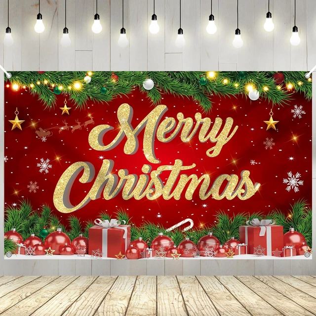 Main image of Large Merry Christmas Banner 72x44 Inch Christmas Backdrop for Party Decorations, Family Gatherings, Photo Shoots and Holiday Decor for Kids Party-Christmas Wall Banner