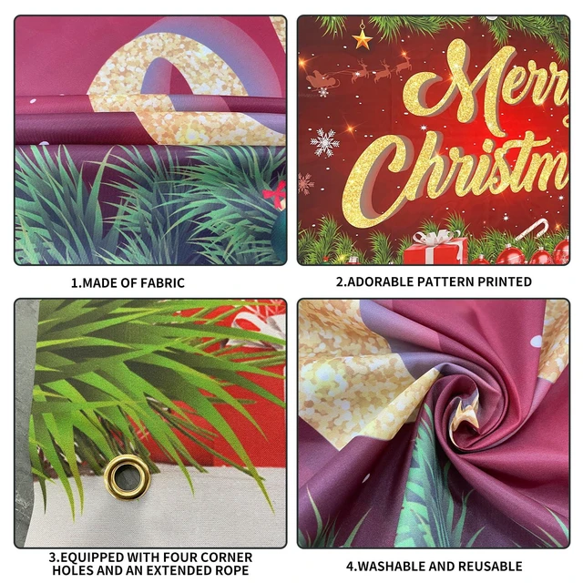 Alt view image 3 of 7 - Large Merry Christmas Banner 72x44 Inch Christmas Backdrop for Party Decorations, Family Gatherings, Photo Shoots and Holiday Decor for Kids Party-Christmas Wall Banner
