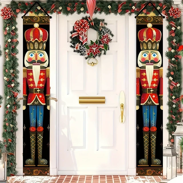 Alt view image 2 of 5 - Nutcracker Christmas Porch Banner Decorations 71 x 12 Inch Soldier Model Nutcracker Banners Front Door Hanging Banner Entryway Xmas Winter for Wall Fireplace Party Holiday Home Kids Decor