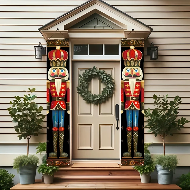 Alt view image 4 of 5 - Nutcracker Christmas Porch Banner Decorations 71 x 12 Inch Soldier Model Nutcracker Banners Front Door Hanging Banner Entryway Xmas Winter for Wall Fireplace Party Holiday Home Kids Decor