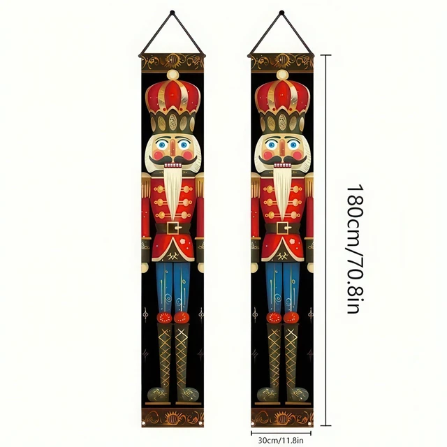 Alt view image 5 of 5 - Nutcracker Christmas Porch Banner Decorations 71 x 12 Inch Soldier Model Nutcracker Banners Front Door Hanging Banner Entryway Xmas Winter for Wall Fireplace Party Holiday Home Kids Decor