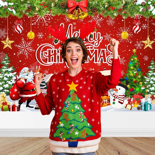 Alt view image 3 of 7 - 7x5ft Merry Christmas Backdrop - Christmas Party Decoration & Photo Banner Signs for Winter, New Year & Family Party
