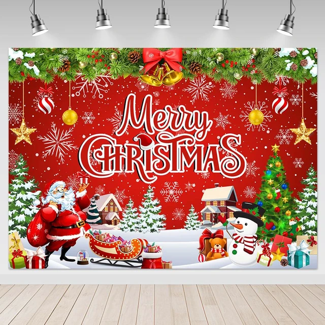 Alt view image 4 of 7 - 7x5ft Merry Christmas Backdrop - Christmas Party Decoration & Photo Banner Signs for Winter, New Year & Family Party