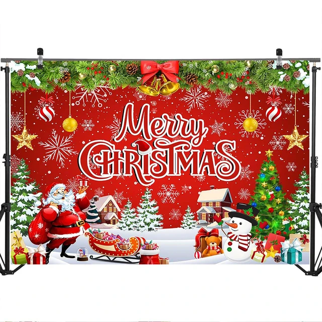 Alt view image 5 of 7 - 7x5ft Merry Christmas Backdrop - Christmas Party Decoration & Photo Banner Signs for Winter, New Year & Family Party