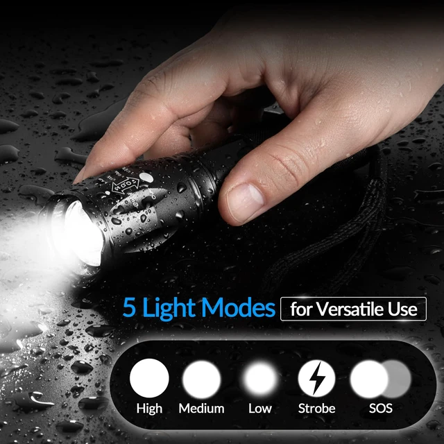 Alt view image 2 of 7 - 2pack LED Flashlight High Lumens - Mini Flashlights for Camping, Hiking, Walking - Powerful Emergency Flashlights with 5 Modes for Outdoor Use - Bright Flashlight with Zoomable Beam