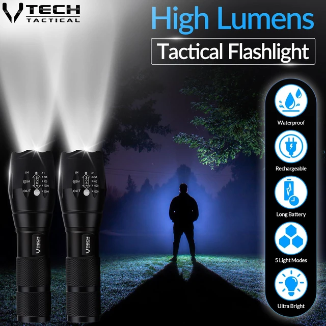 Alt view image 4 of 7 - 2pack LED Flashlight High Lumens - Mini Flashlights for Camping, Hiking, Walking - Powerful Emergency Flashlights with 5 Modes for Outdoor Use - Bright Flashlight with Zoomable Beam