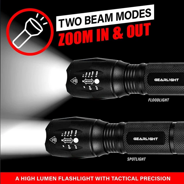 Alt view image 4 of 7 - LED Flashlight Bright, Zoomable Tactical Flashlights with High Lumens and 5 Modes for Emergency and Outdoor Use -Camping Accessories -S1000 - S1000-1 Pack, (Batteries Included)