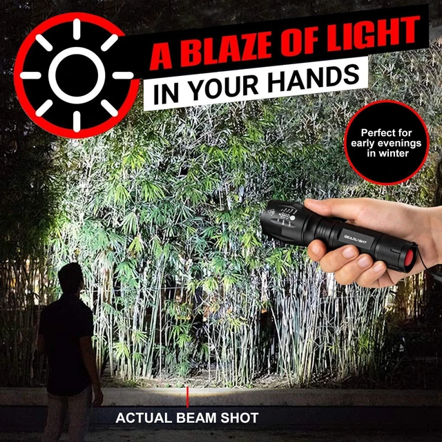 Alt view image 5 of 7 - LED Flashlight Bright, Zoomable Tactical Flashlights with High Lumens and 5 Modes for Emergency and Outdoor Use -Camping Accessories -S1000 - S1000-1 Pack, (Batteries Included)