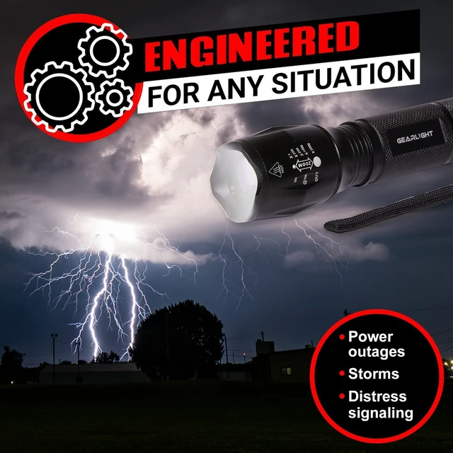 Alt view image 6 of 7 - LED Flashlight Bright, Zoomable Tactical Flashlights with High Lumens and 5 Modes for Emergency and Outdoor Use -Camping Accessories -S1000 - S1000-1 Pack, (Batteries Included)