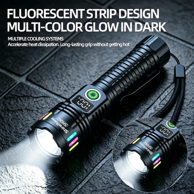 Alt view image 4 of 7 - 2Pack Rechargeable LED Flashlights High Lumens with LCD Power Display | 5Modes Super Bright Handheld Tactical Flash Light with Aluminum, Zoomable, Pocket Clip, Waterproof for Camping Emergency