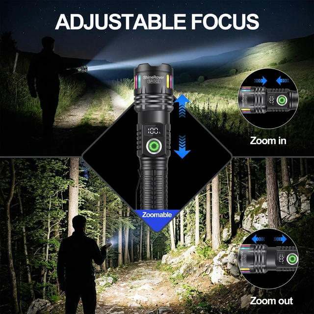 Alt view image 5 of 7 - 2Pack Rechargeable LED Flashlights High Lumens with LCD Power Display | 5Modes Super Bright Handheld Tactical Flash Light with Aluminum, Zoomable, Pocket Clip, Waterproof for Camping Emergency