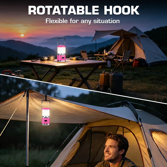 Alt view image 5 of 7 - Mini Rechargeable Camping Lantern, 300LM LED Tent Light | 300LM, Stepless Dimming, Memory Function, 4 Modes, USB-C Rechargeable, Portable, Hanging Hook, Camping, Hiking & Emergency