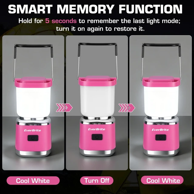 Alt view image 4 of 7 - Mini Rechargeable Camping Lantern, 300LM LED Tent Light | 300LM, Stepless Dimming, Memory Function, 4 Modes, USB-C Rechargeable, Portable, Hanging Hook, Camping, Hiking & Emergency
