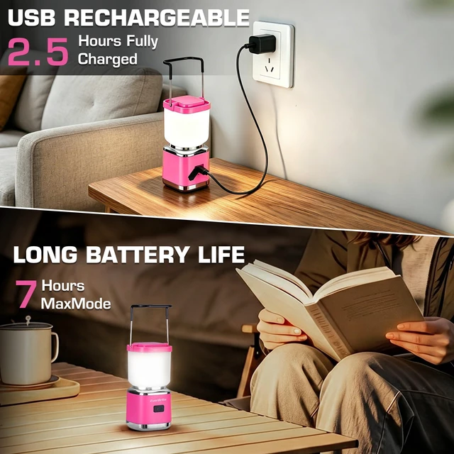 Alt view image 6 of 7 - Mini Rechargeable Camping Lantern, 300LM LED Tent Light | 300LM, Stepless Dimming, Memory Function, 4 Modes, USB-C Rechargeable, Portable, Hanging Hook, Camping, Hiking & Emergency