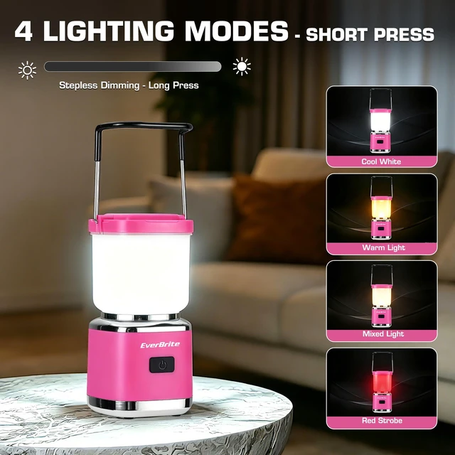 Alt view image 2 of 7 - Mini Rechargeable Camping Lantern, 300LM LED Tent Light | 300LM, Stepless Dimming, Memory Function, 4 Modes, USB-C Rechargeable, Portable, Hanging Hook, Camping, Hiking & Emergency