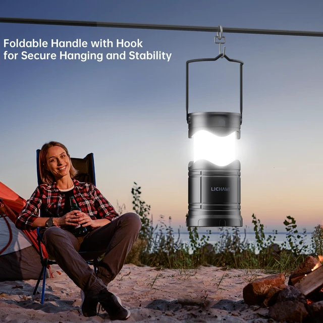 Alt view image 6 of 7 - 1-Pack Solar Camping Lantern, USB Rechargeable LED Lanterns | Battery Powered Pop Up Flashlight Lamps, 3 Modes Power for Power Outages Hurricane Supplies Emergency Indoor & Outdoor