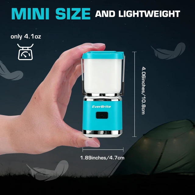 Alt view image 3 of 7 - Mini Rechargeable Camping Lantern, 300LM LED Tent Light | 300LM, Stepless Dimming, Memory Function, 4 Modes, USB-C Rechargeable, Portable, Hanging Hook, Camping, Hiking & Emergency