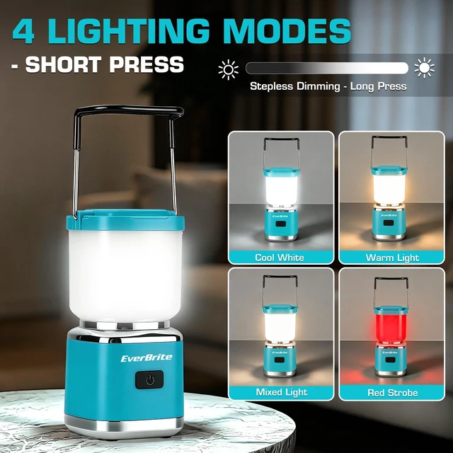 Alt view image 2 of 7 - Mini Rechargeable Camping Lantern, 300LM LED Tent Light | 300LM, Stepless Dimming, Memory Function, 4 Modes, USB-C Rechargeable, Portable, Hanging Hook, Camping, Hiking & Emergency