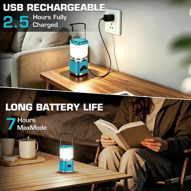 Alt view image 5 of 7 - Mini Rechargeable Camping Lantern, 300LM LED Tent Light | 300LM, Stepless Dimming, Memory Function, 4 Modes, USB-C Rechargeable, Portable, Hanging Hook, Camping, Hiking & Emergency