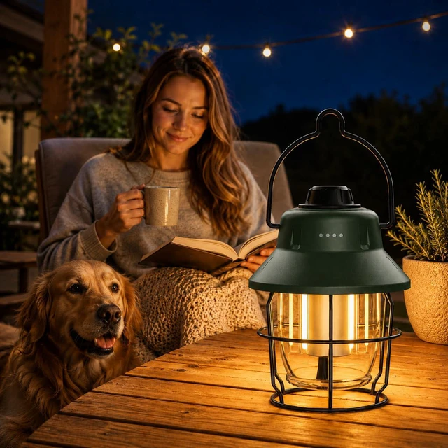 Alt view image 7 of 7 - Rechargeable LED Camping Lantern, Mini Retro Portable Waterproof Lantern, 1000LM, 3 Light Modes (2700-6500K) Stepless Dimming Brightness, Hanging Tent Light for Camping, Power Outages