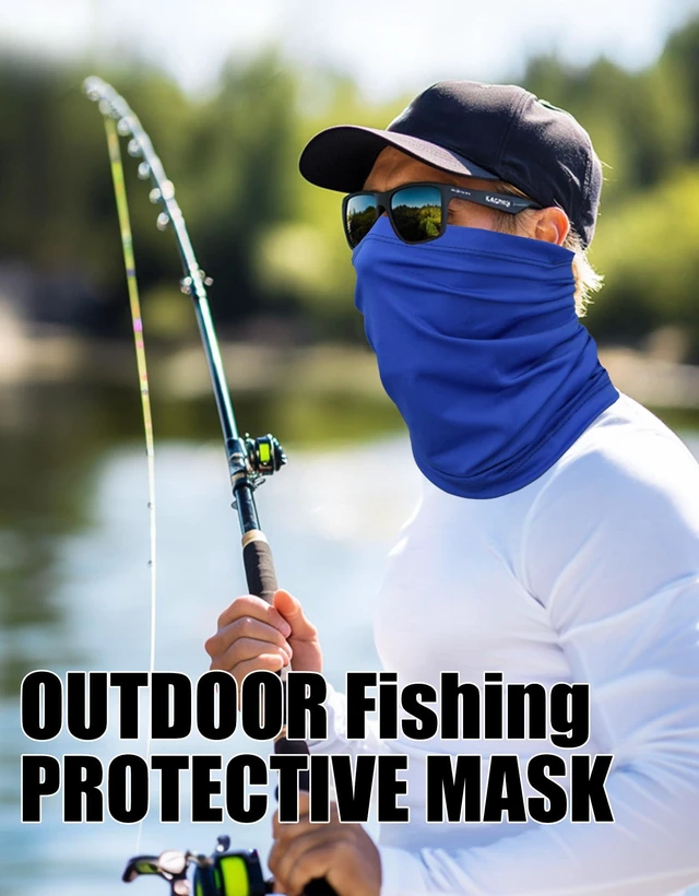Alt view image 4 of 7 - Cooling Neck Gaiter Face Mask, Royal Blue UV Protection Masks Gator, Windproof Bandana for Skiing, Fishing, Hiking, Cycling (Royal Blue)
