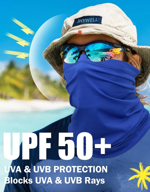 Alt view image 3 of 7 - Cooling Neck Gaiter Face Mask, Royal Blue UV Protection Masks Gator, Windproof Bandana for Skiing, Fishing, Hiking, Cycling (Royal Blue)