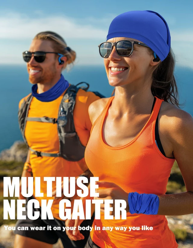 Alt view image 5 of 7 - Cooling Neck Gaiter Face Mask, Royal Blue UV Protection Masks Gator, Windproof Bandana for Skiing, Fishing, Hiking, Cycling (Royal Blue)