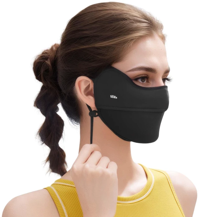 Main image of UV Sun Protection Face Cover/Neck Gaiter Scarf UPF50+ Breathable Cooling for Summer Outdoor Activities Reusable, Black for Face