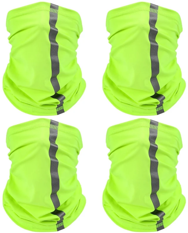 Main image of 4 Pcs Neck Gaiter Face Mask for Men, Green | Reflective Face Cover Scarf Summer UV Sun Protection Balaclava Bandana for Work