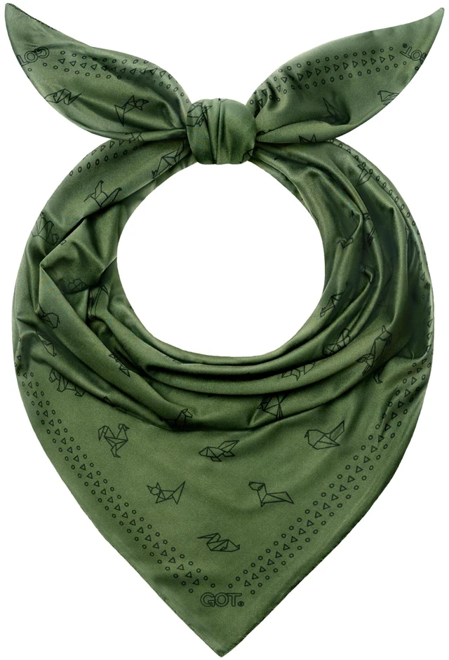 Main image of UPF 50+ Cooling Bandana - UV Sun Protection Neck Scarf (Olive Grn Origami) | Thermoregulation, 24x24 Inch, Double-Sided Print, Summer Neck Wraps, Moisture-Wicking, Running, Hiking
