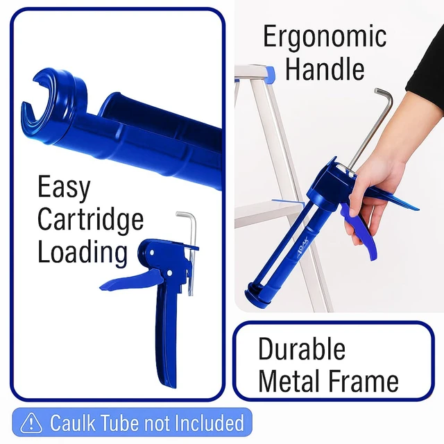 Alt view image 5 of 7 - Caulking Gun, 10:1 Thrust Ratio, No Drip Caulk Gun for Silicone & Sealant, Heavy Duty Hand Tool for Home Repair and Construction (Blue)